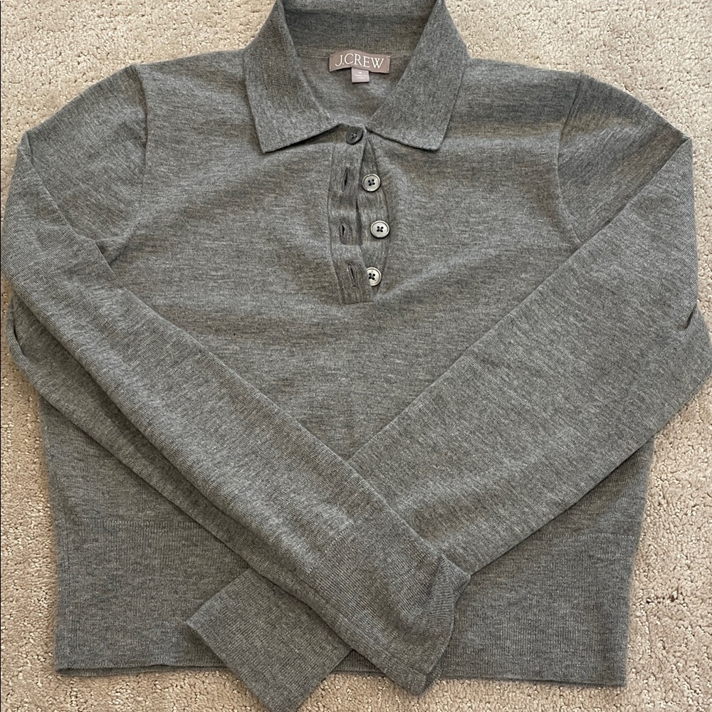 J. Crew Heather Gray Polo Sweater